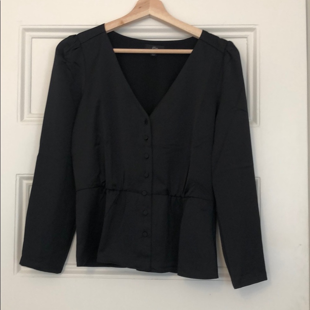 J. Crew NWOT black peplum top size 4
